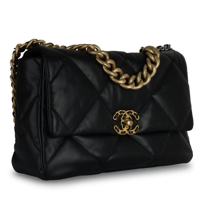 Chanel Chanel 19 Lambskin Black Shoulder Bag Style 21