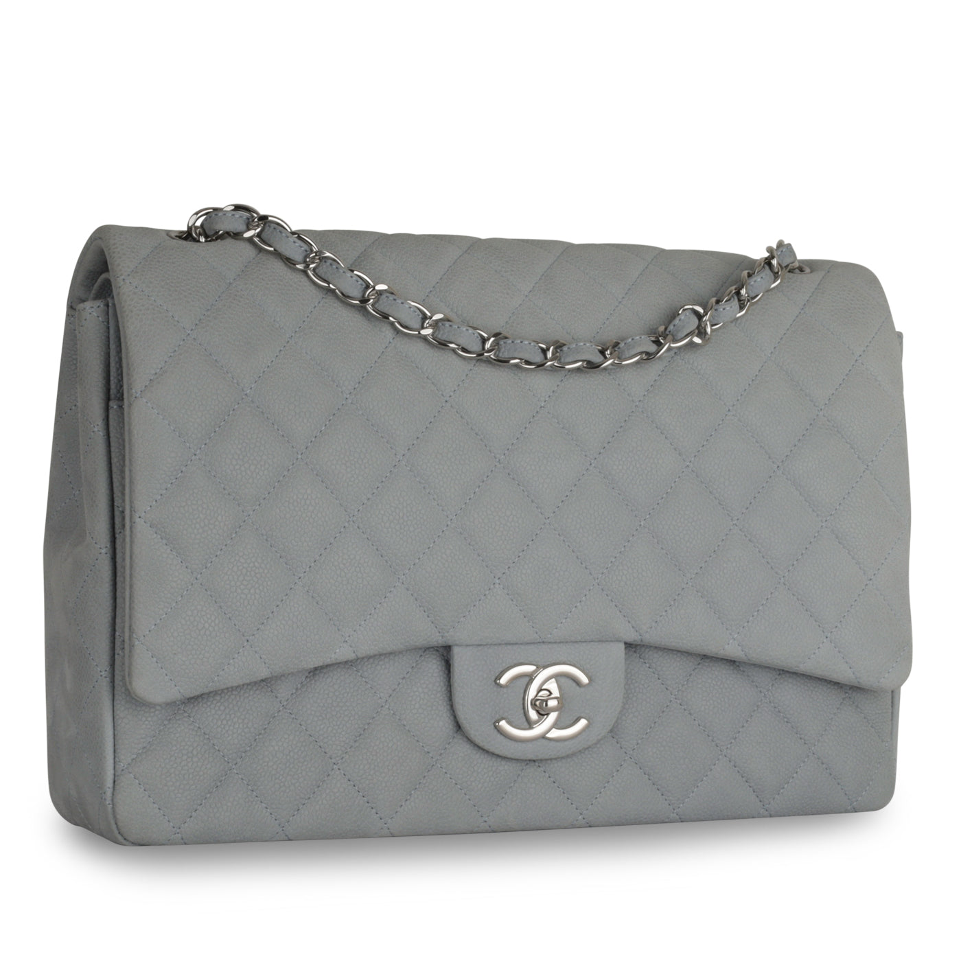 Chanel Classic Flap Caviar Silver Shoulder Bag Style 8
