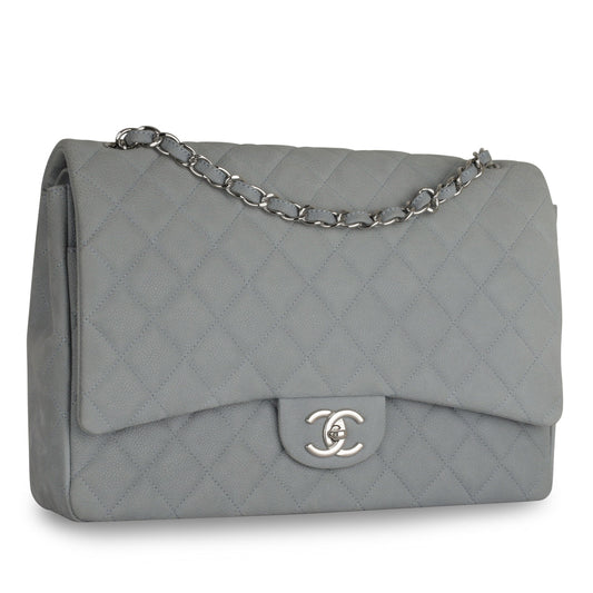 Chanel Classic Flap Caviar Silver Shoulder Bag Style 8