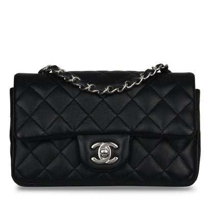 Chanel Classic Flap Lambskin Black Shoulder Bag Style 168