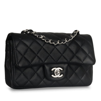 Chanel Classic Flap Lambskin Black Shoulder Bag Style 168