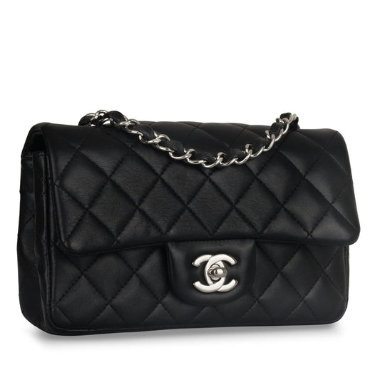Chanel Classic Flap Lambskin Black Shoulder Bag Style 168