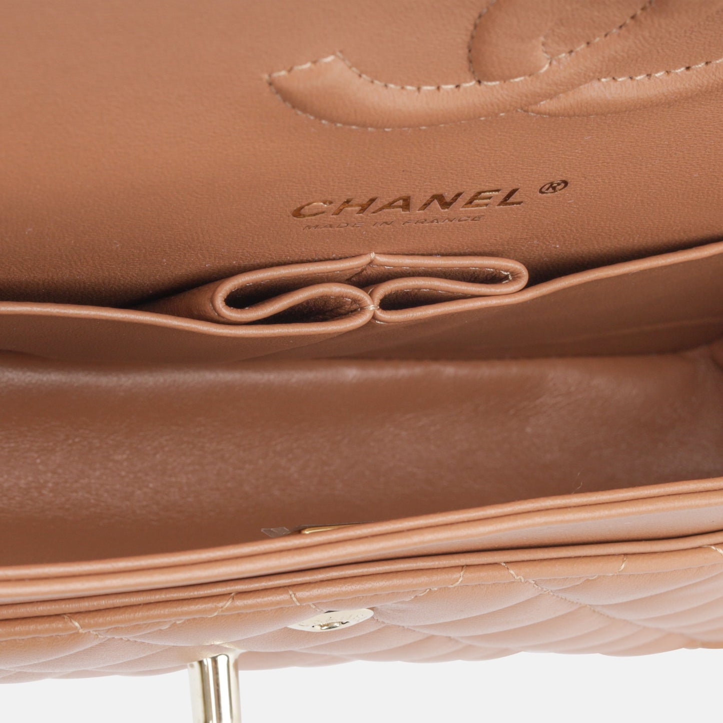 Chanel Classic Flap Lambskin Brown Shoulder Bag Lambskin