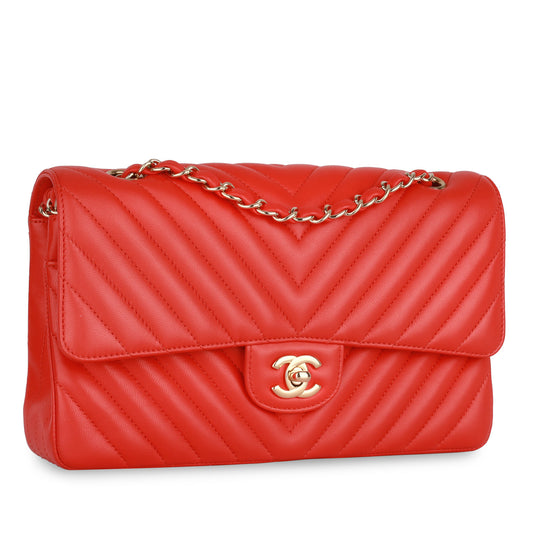 Chanel Classic Flap Lambskin Gold Shoulder Bag Style 34