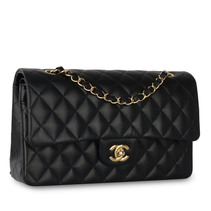 Chanel Classic Flap Lambskin Black Shoulder Bag Style 110
