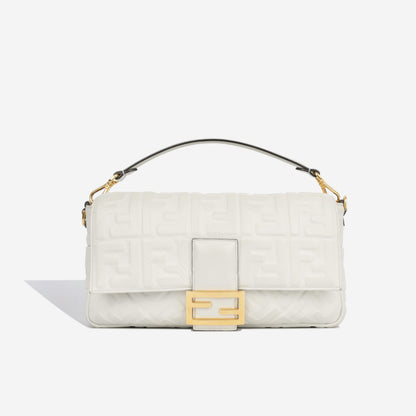 Fendi Baguette Leather White Shoulder Bag
