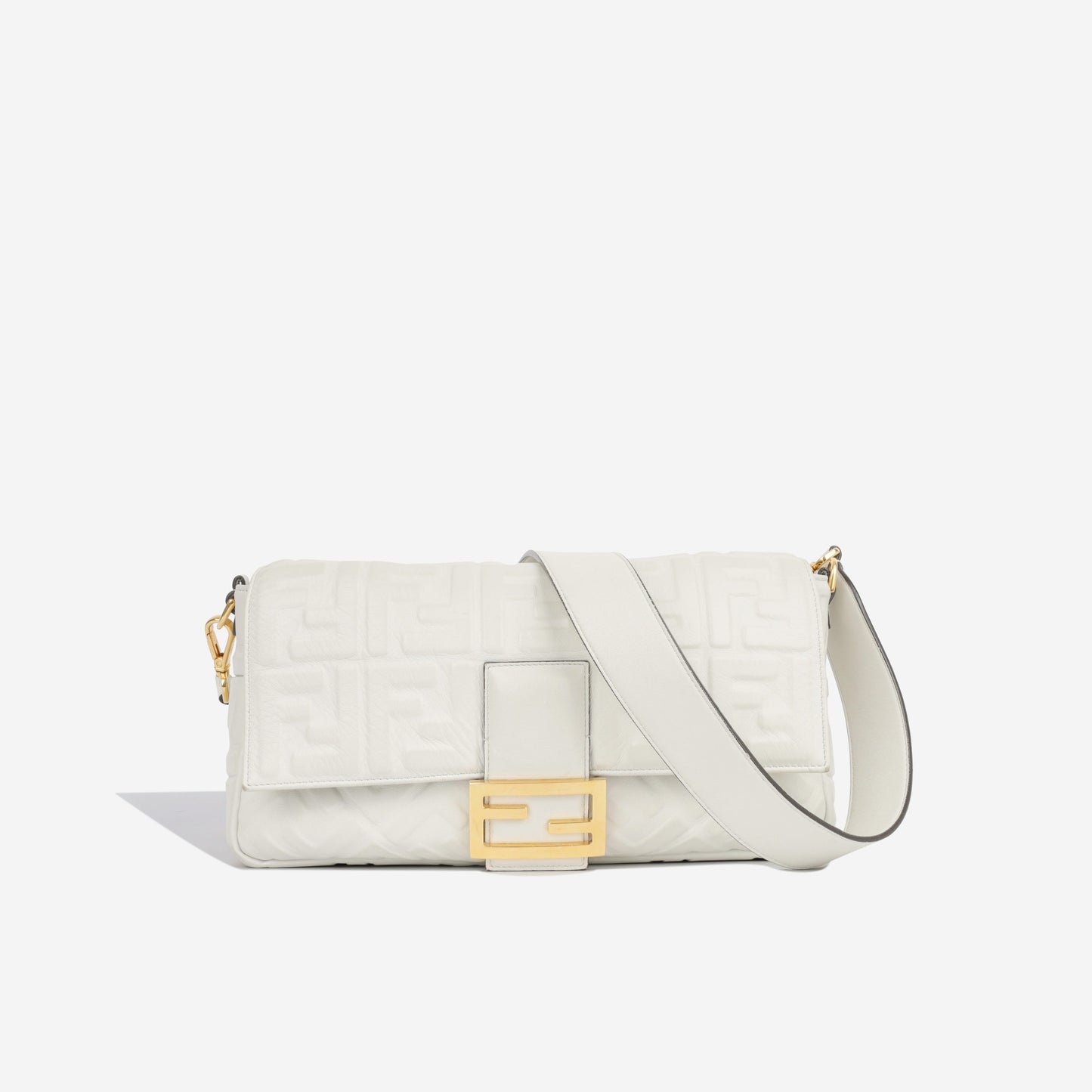 Fendi Baguette Leather White Shoulder Bag