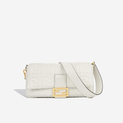 Fendi Baguette Leather White Shoulder Bag