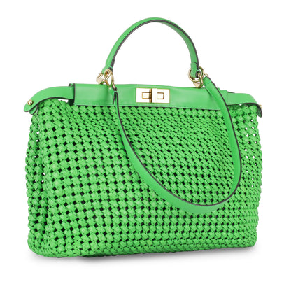 Fendi Peekaboo Leather Red Handbag Style 57