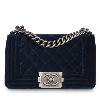 Chanel Boy Bag Leather Navy Shoulder Bag