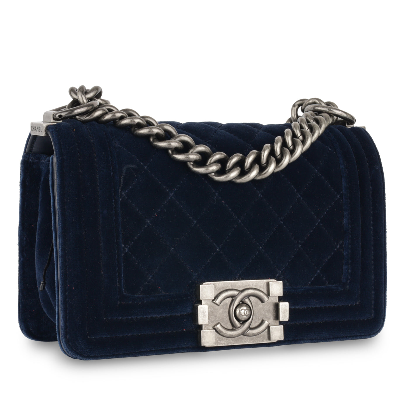 Chanel Boy Bag Leather Navy Shoulder Bag
