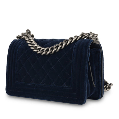 Chanel Boy Bag Leather Navy Shoulder Bag