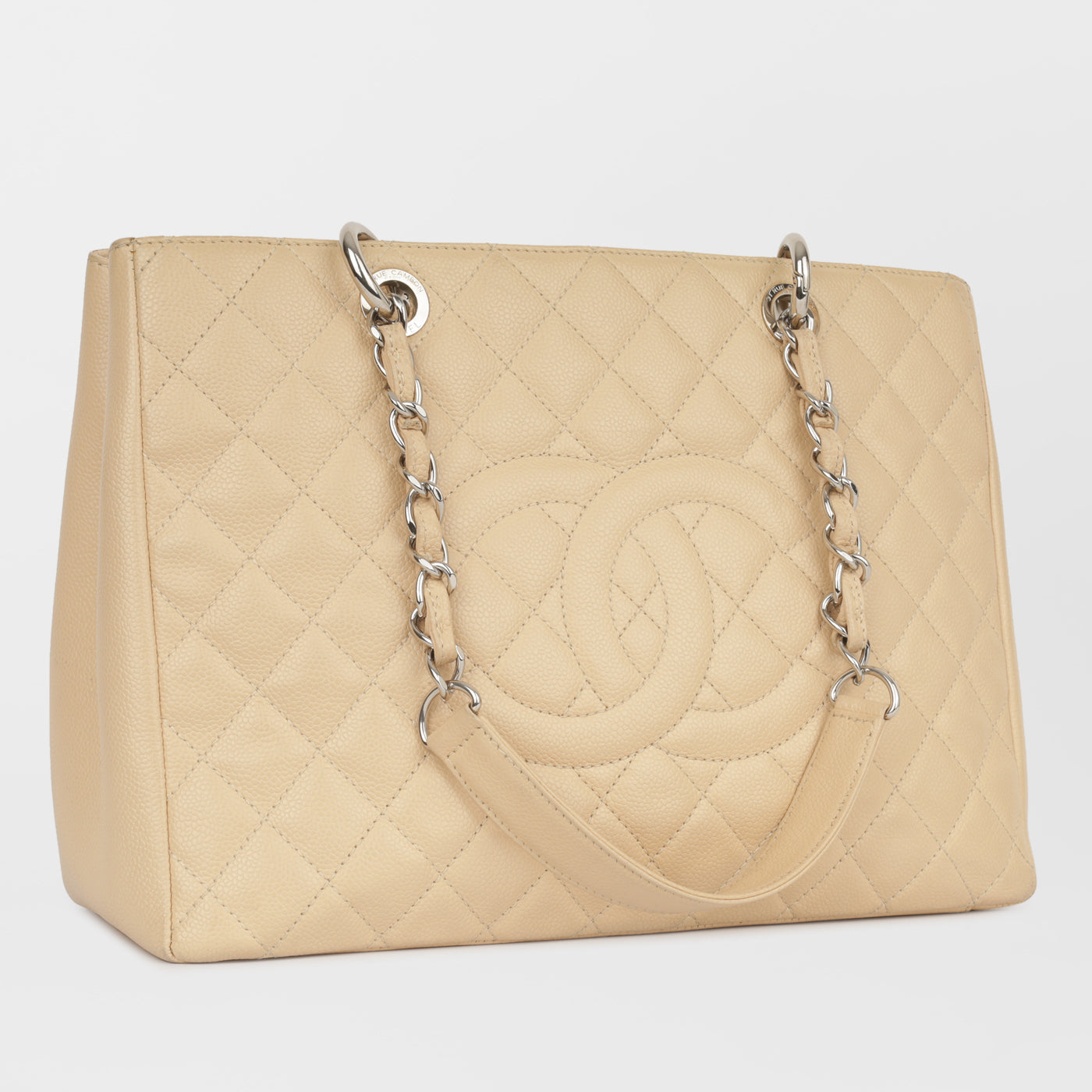Chanel Shopping Tote Caviar Silver Tote Bag Caviar