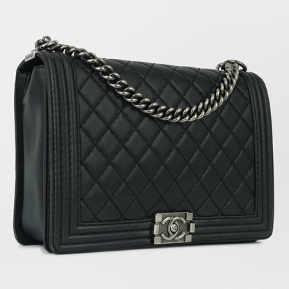 Chanel Boy Bag Lambskin Black Shoulder Bag Lambskin