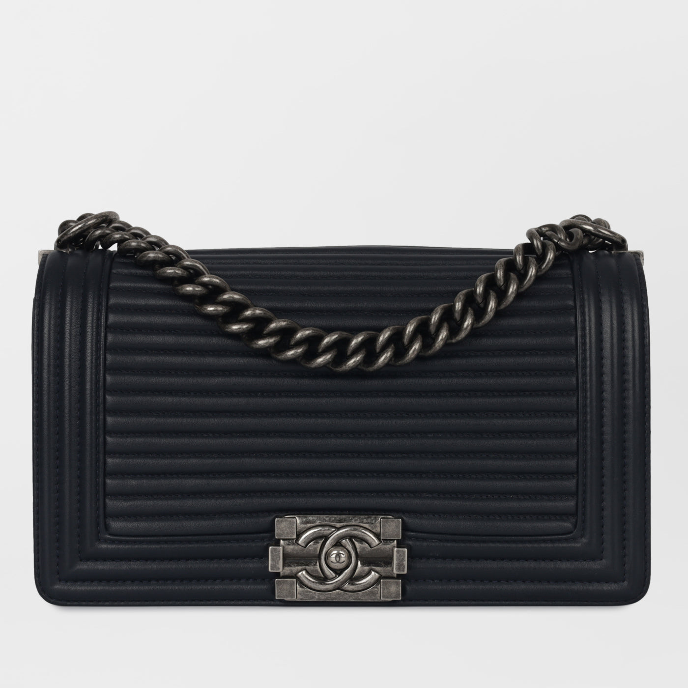 Chanel Boy Bag Lambskin Navy Shoulder Bag