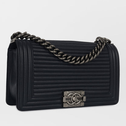Chanel Boy Bag Lambskin Navy Shoulder Bag