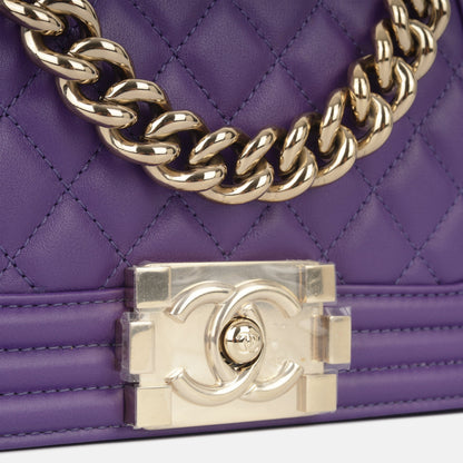 Chanel Boy Bag Lambskin Gold Shoulder Bag Style 9