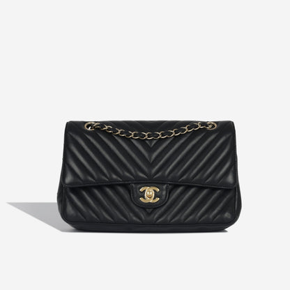 Chanel Classic Flap Lambskin Black Shoulder Bag Style 108