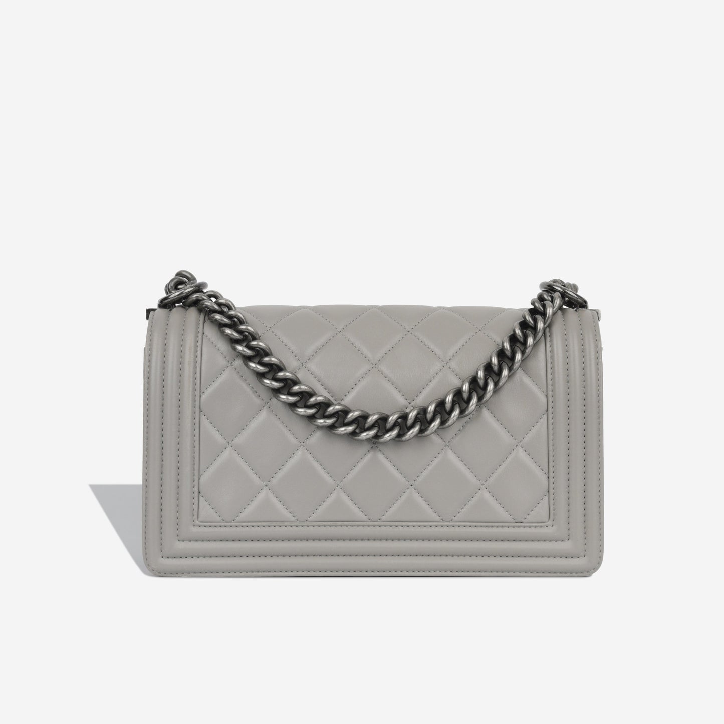 Chanel Boy Bag Lambskin Grey Shoulder Bag Lambskin
