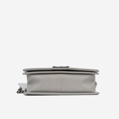 Chanel Boy Bag Lambskin Grey Shoulder Bag Lambskin