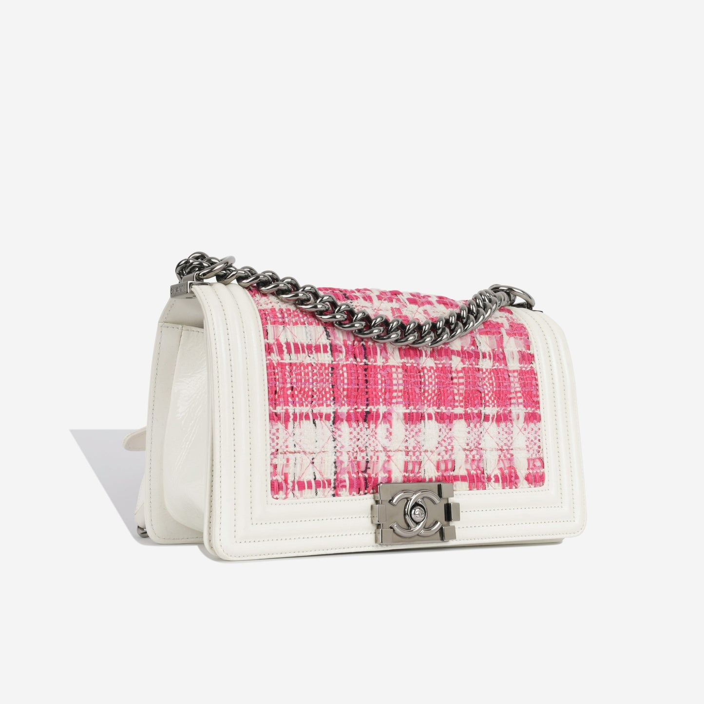 Chanel Boy Bag Tweed White Shoulder Bag