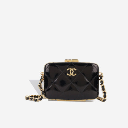 Chanel Small Patent Clutch On Chain