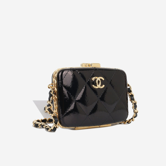 Chanel Small Patent Clutch On Chain