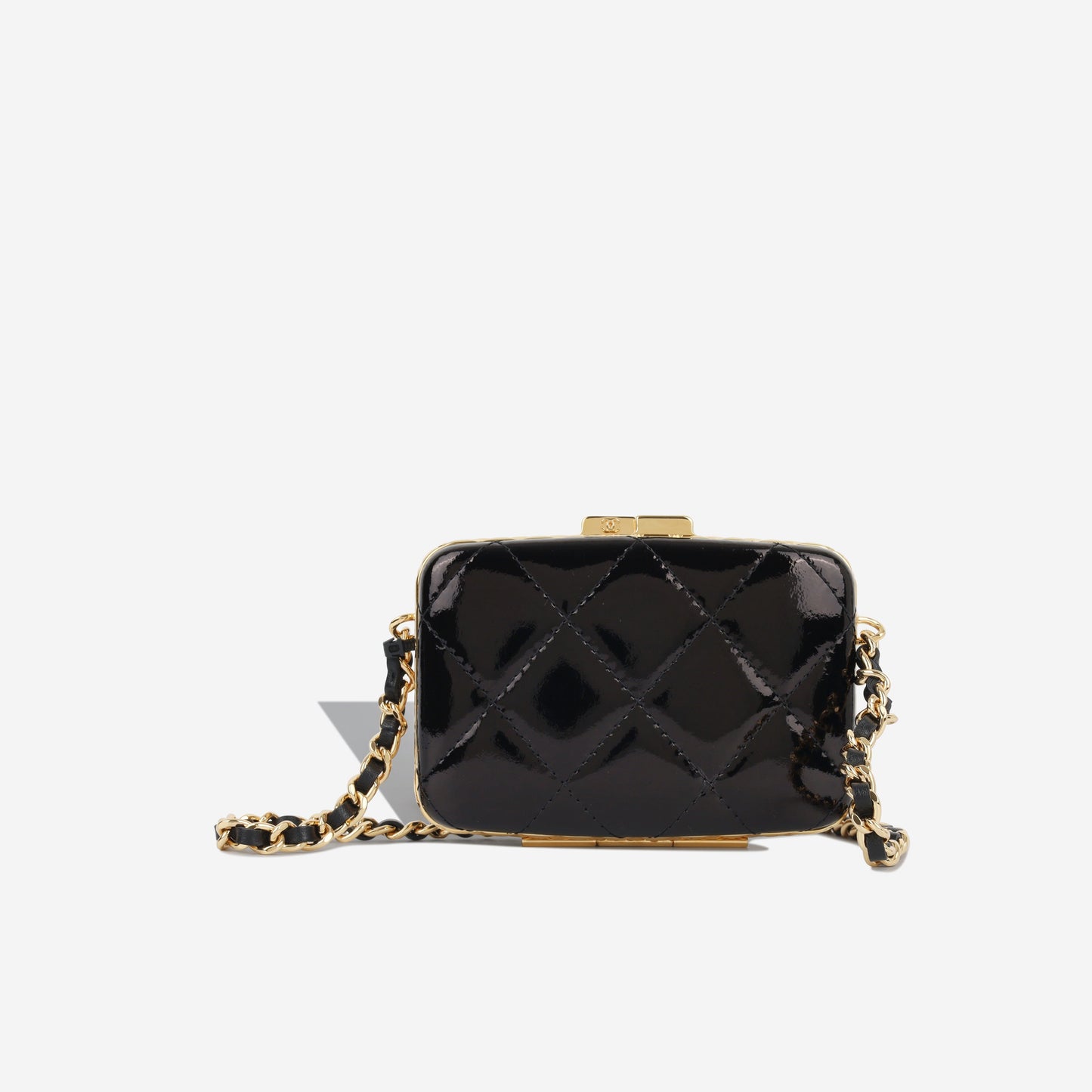 Chanel Small Patent Clutch On Chain