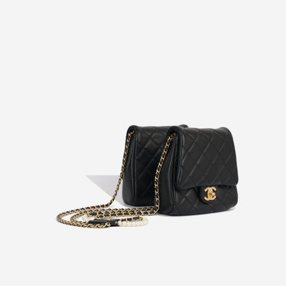 Chanel Classic Flap Lambskin Black Shoulder Bag Style 351