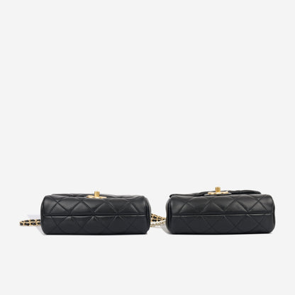Chanel Classic Flap Lambskin Black Shoulder Bag Style 351