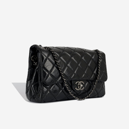 Chanel Classic Flap Lambskin Black Shoulder Bag Style 284