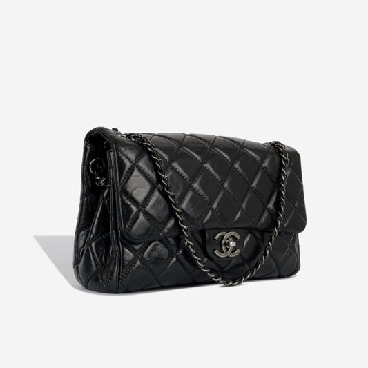 Chanel Classic Flap Lambskin Black Shoulder Bag Style 284
