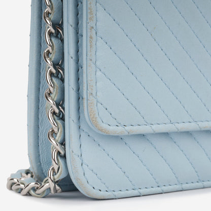 Chanel Wallet On Chain Lambskin Silver Crossbody Lambskin