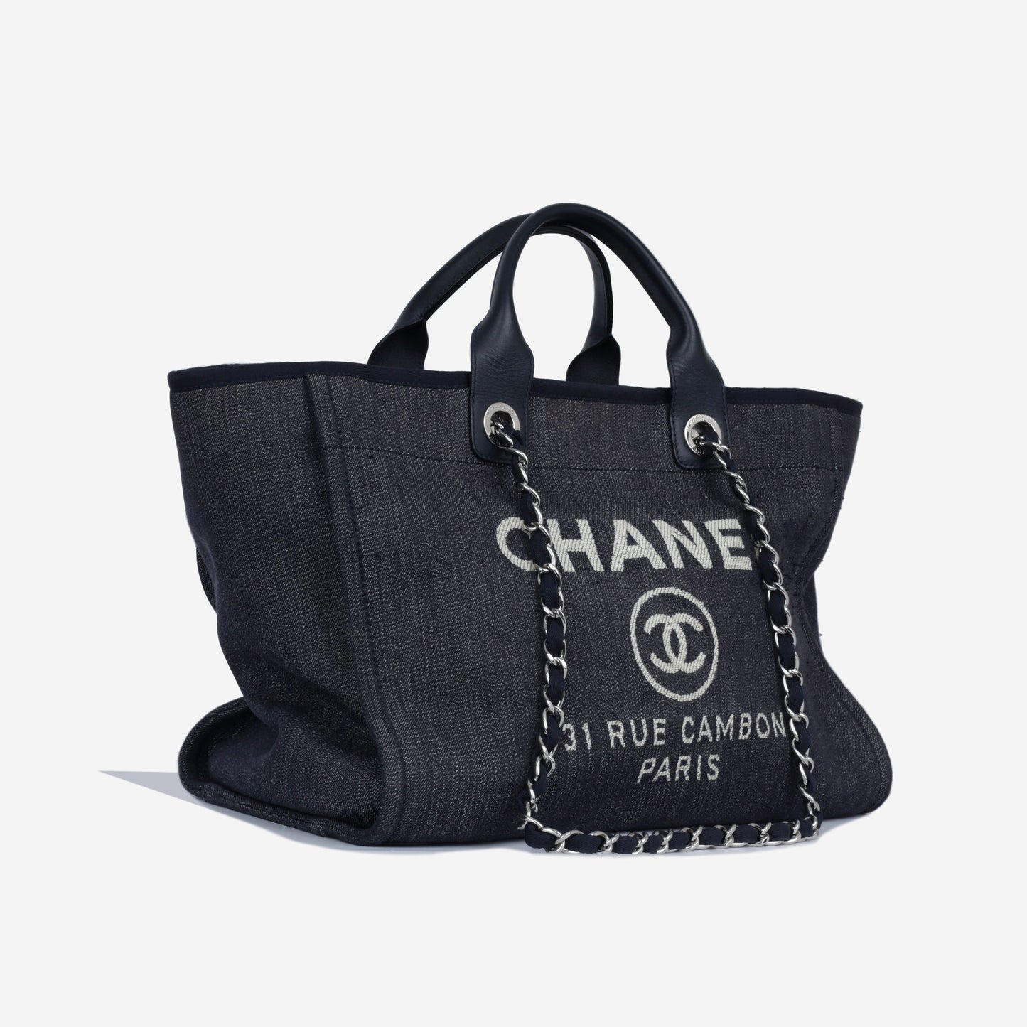 Chanel Cambon Tweed Silver Tote Bag Tweed