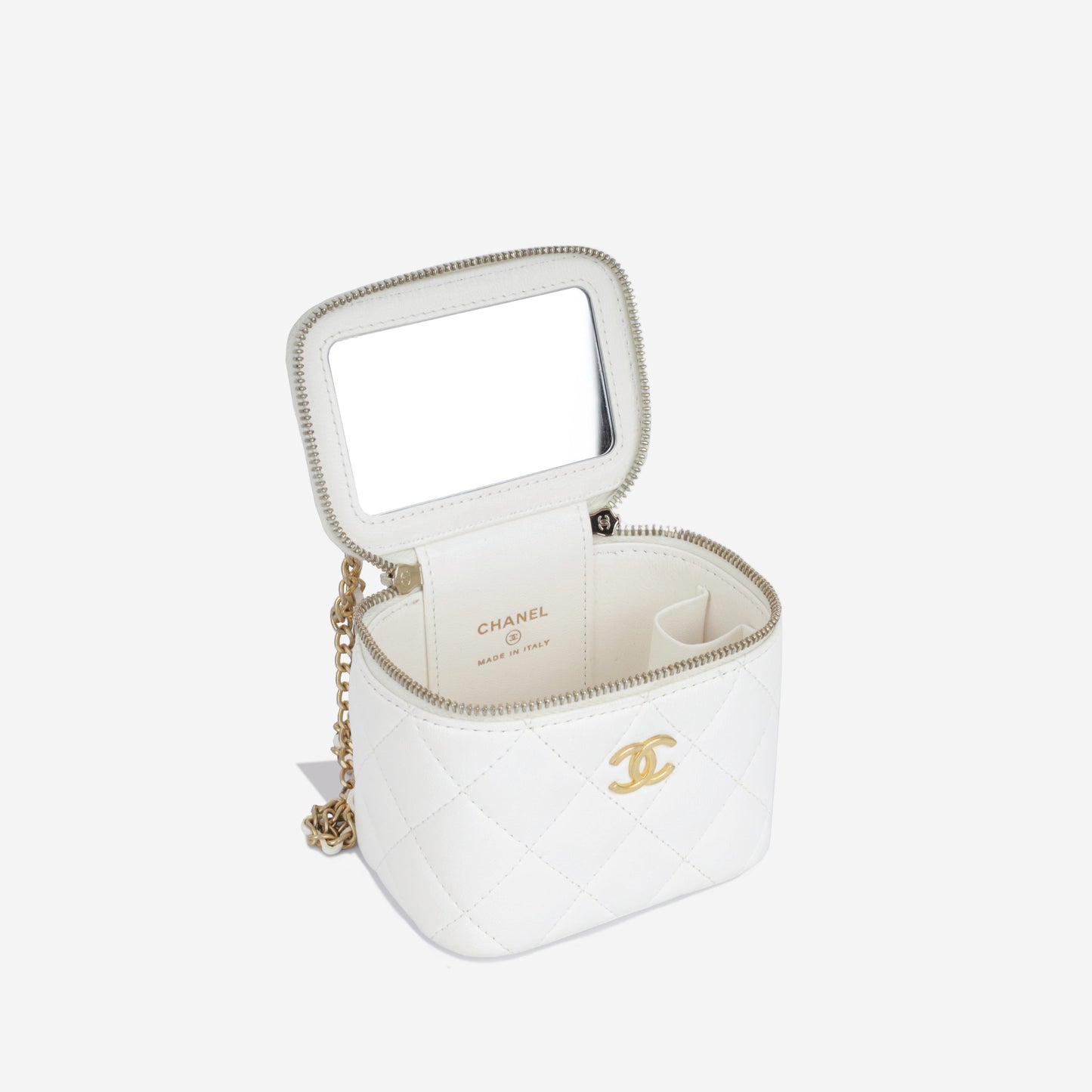 Chanel Vanity Lambskin Gold Clutch Lambskin