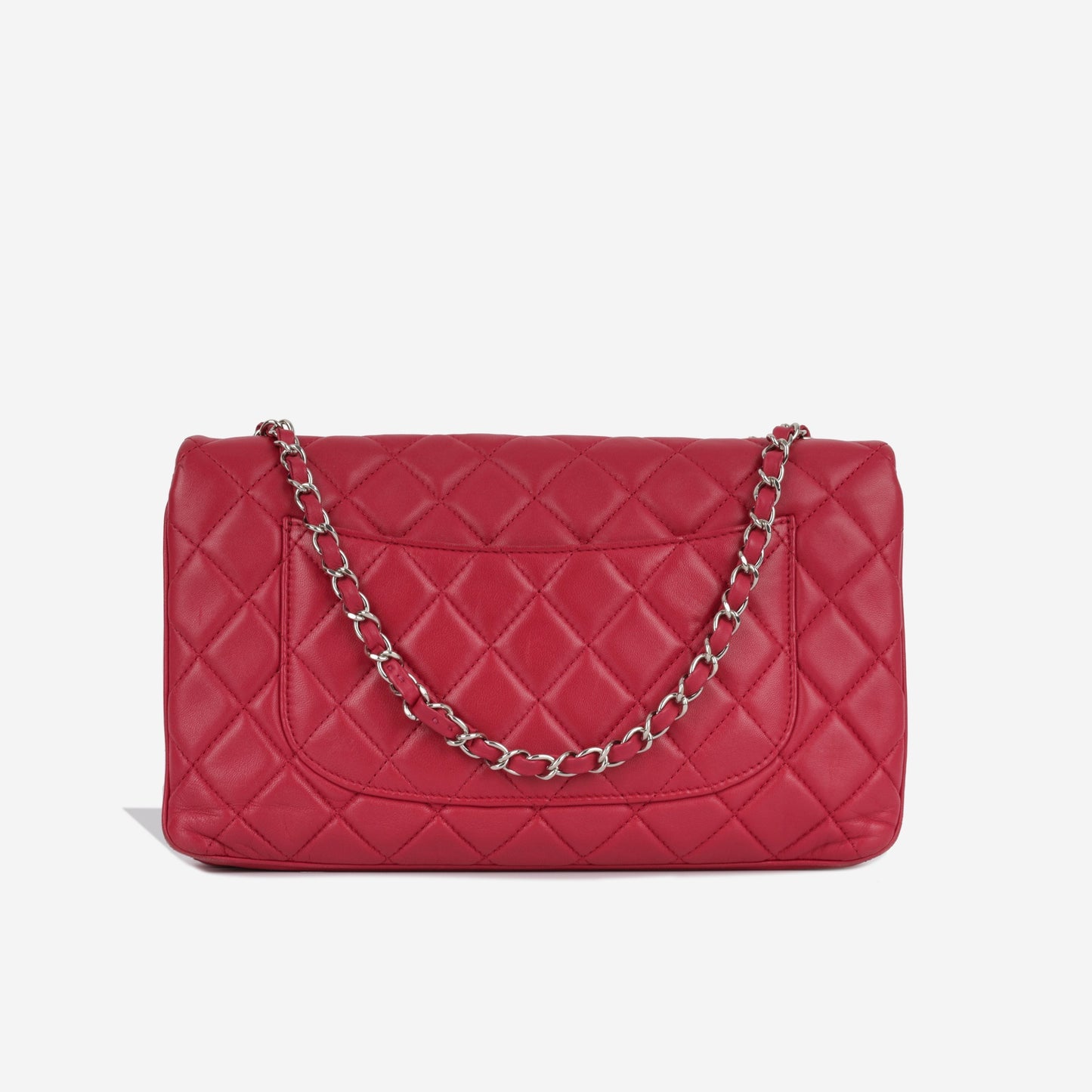 Chanel Classic Flap Lambskin Silver Shoulder Bag Style 39