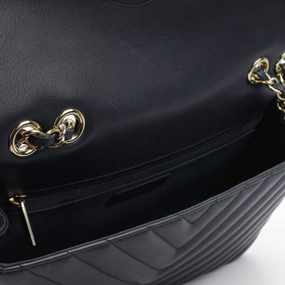 Chanel Large Classic Chevron Flap - Navy