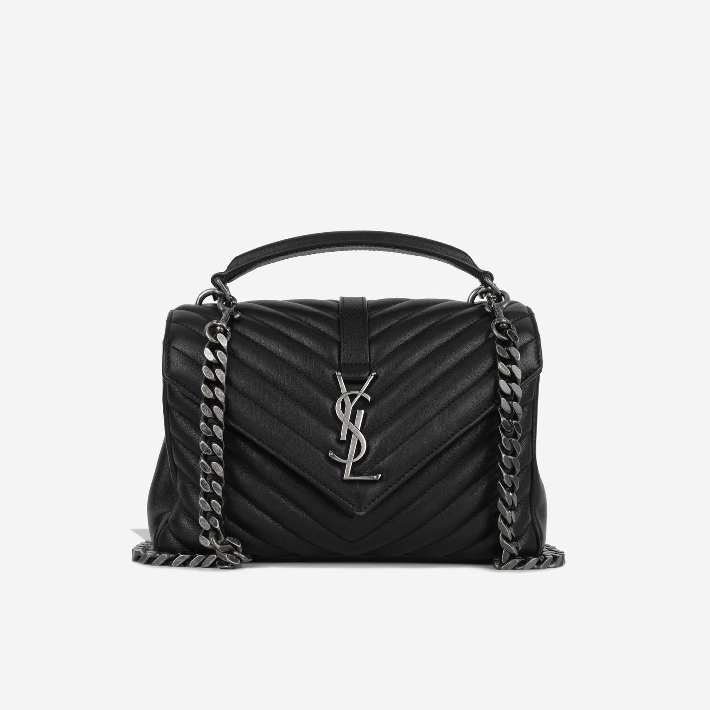 Saint Laurent College Lambskin Black Shoulder Bag