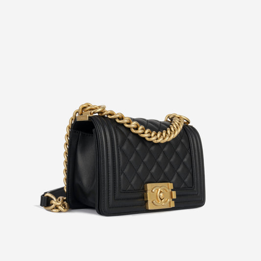 Chanel Boy Bag Lambskin Black Shoulder Bag Style 52