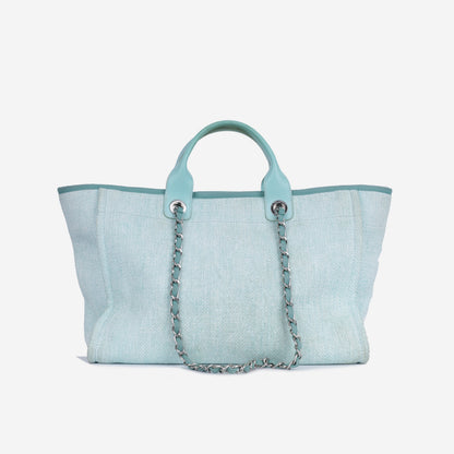 Chanel Deauville Calfskin Silver Tote Bag