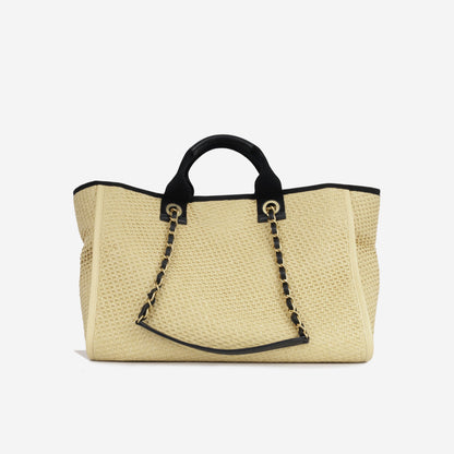 Chanel Deauville Calfskin Gold Tote Bag