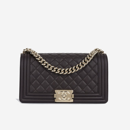 Chanel Boy Bag Lambskin Brown Shoulder Bag Lambskin