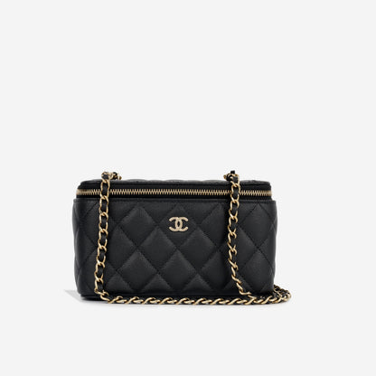 Chanel Vanity Lambskin Black Clutch Style 10