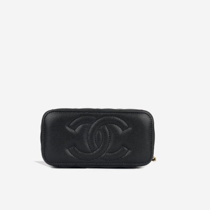 Chanel Vanity Lambskin Black Clutch Style 10
