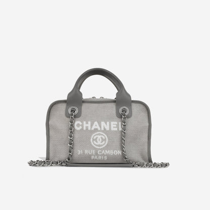 Chanel Cambon Lambskin Silver Tote Bag