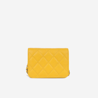 Chanel Cardholder On Chain - Mustard Caviar