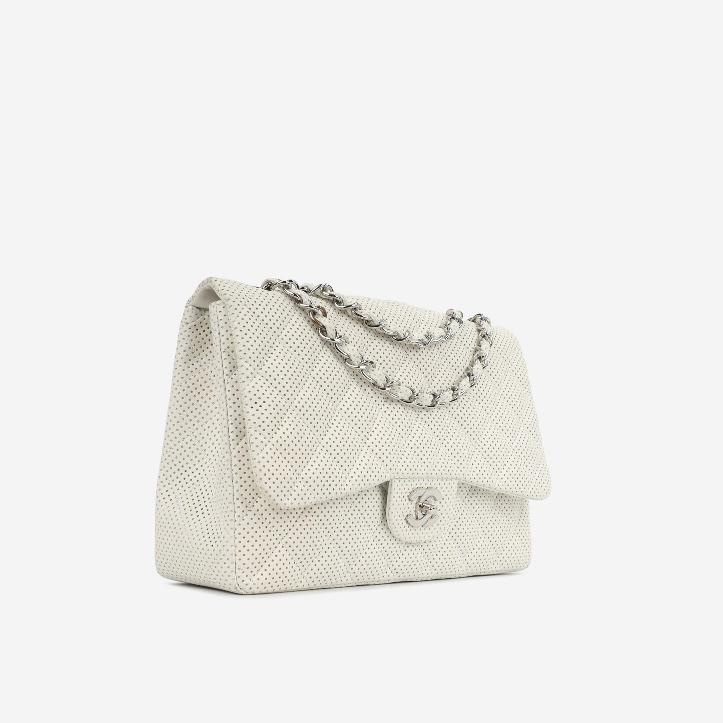 Chanel Classic Flap Lambskin Silver Shoulder Bag Style 4