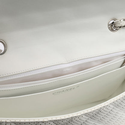 Chanel Classic Flap Lambskin Silver Shoulder Bag Style 4