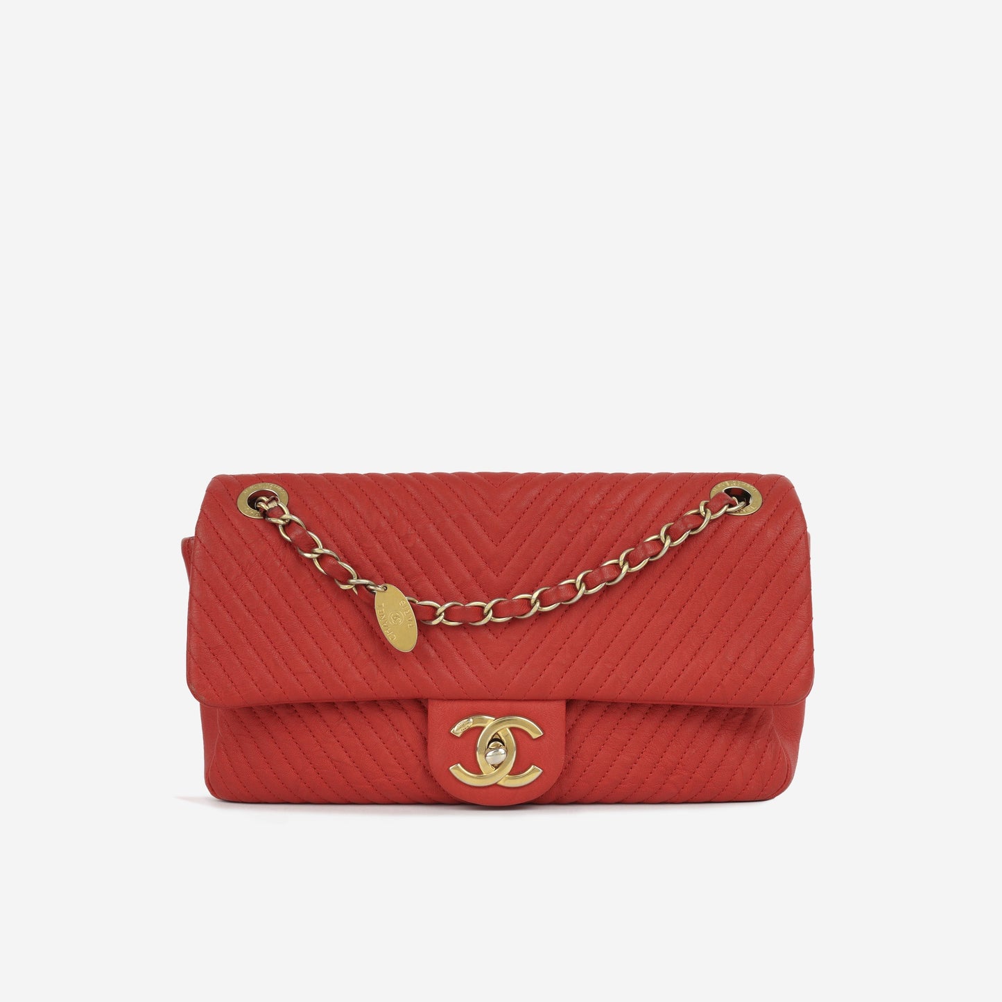 Chanel Chevron Medallion Flap - Red Chevron