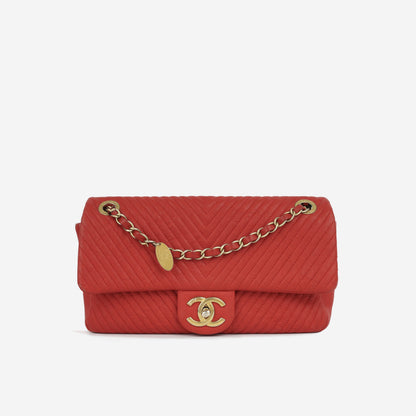 Chanel Chevron Medallion Flap - Red Chevron